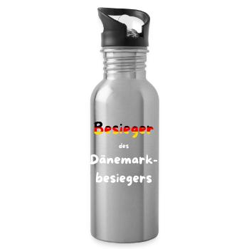 Handball EM 2026 - Besieger des Dänemarkbesiegers - Trinkflasche mit integriertem Trinkhalm - Lightsilver - Rechts