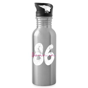 Born in 86 Neon Retro - Trinkflasche mit integriertem Trinkhalm - Lightsilver - Rechts