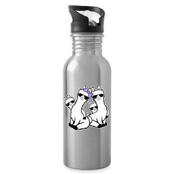 Llamas Mom Kids Family Dad Dad Sunglasses - Water bottle with straw - silver - Right