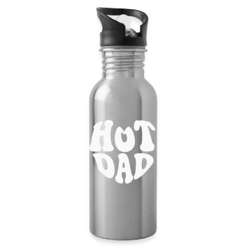 Hot Dad Heart Logo – Anpassbare Farbe - Trinkflasche mit integriertem Trinkhalm - Lightsilver - Rechts