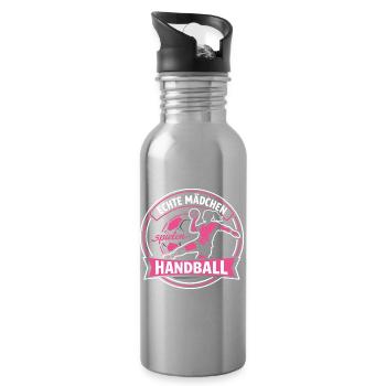 Cadeau drôle de gardienne de but de la fille de handball - Gourde avec paille intégrée - argent clair - Droite