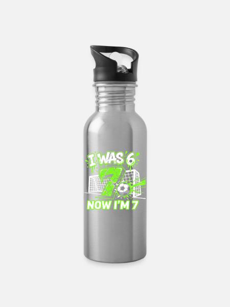 67 Six Seven Soccer Birthday Boy 7 Jahre - Trinkflasche mit integriertem Trinkhalm - Lightsilver