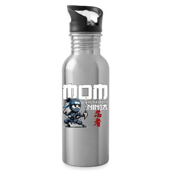 Mama des Geburtstags Ninja Geburtstag Lustig - Trinkflasche mit integriertem Trinkhalm - Lightsilver - Rechts