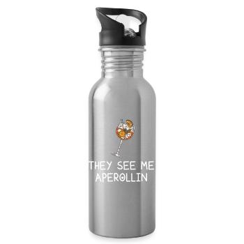 They see me Aperollin' – Sommergetränk Spritz - Trinkflasche mit integriertem Trinkhalm - Lightsilver - Rechts
