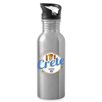 Île de Crète en Grèce : souvenir rétro vintage - Gourde avec paille intégrée - argent clair - Droite