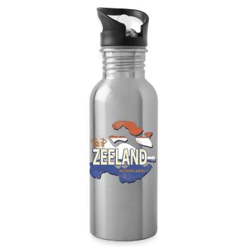 Zeeland Niederlande mit Landkarte Holland Souvenir - Trinkflasche mit integriertem Trinkhalm - Lightsilver - Rechts
