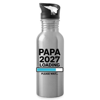 Papa 2027 lädt - Trinkflasche mit integriertem Trinkhalm - Lightsilver - Rechts