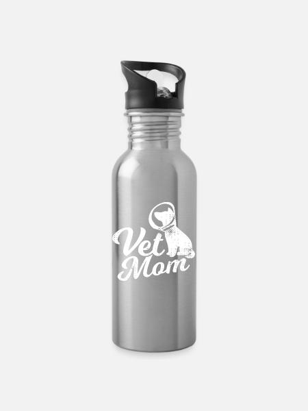 Tierärztin Mama - Trinkflasche mit integriertem Trinkhalm - Lightsilver