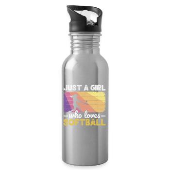 Einfach ein Mädchen, das Softballspieler-Teenager-Mädchen liebt - Trinkflasche mit integriertem Trinkhalm - Lightsilver - Rechts
