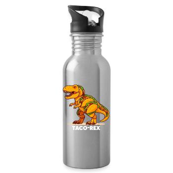 T-Rex Taco Dino - Water bottle with straw - silver - Right