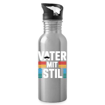 Familienvater Papa Geschenk Väter Vatertag - Trinkflasche mit integriertem Trinkhalm - Lightsilver - Rechts