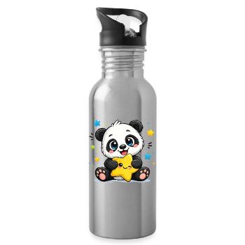 Panda Sternenfreund - Trinkflasche mit integriertem Trinkhalm - Lightsilver - Rechts