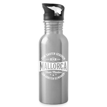 Malle 2026 Zum saufen geboren zum arbeiten... - Trinkflasche mit integriertem Trinkhalm - Lightsilver - Rechts