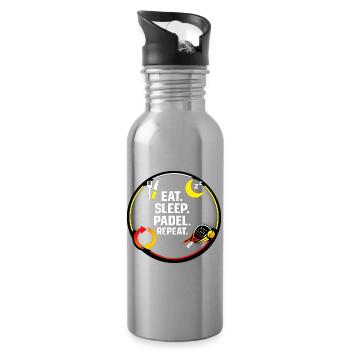 Eat Sleep Padel Repeat - Trinkflasche mit integriertem Trinkhalm - Lightsilver - Rechts