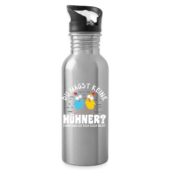 Hühnerflüsterer Huhn Hühnerhalter Hühner - Trinkflasche mit integriertem Trinkhalm - Lightsilver - Rechts