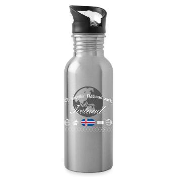 Thingvellir Nationalpark Island Streetwear - Trinkflasche mit integriertem Trinkhalm - Lightsilver - Rechts