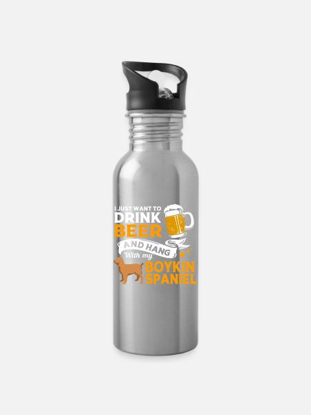 Boykin Spaniel - Trinkflasche mit integriertem Trinkhalm - Lightsilver