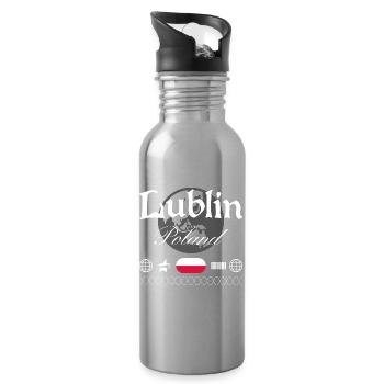 Lublin Poland Streetwear Travel Souvenir - Water bottle with straw - silver - Right