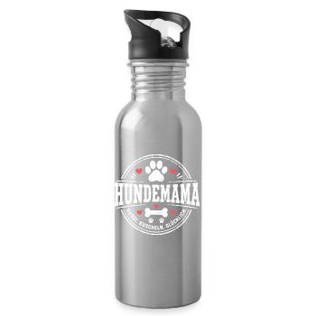 Hundemama Gassi Kuscheln Glücklich Shirt - Trinkflasche mit integriertem Trinkhalm - Lightsilver - Rechts