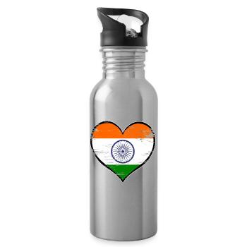 India heart flag used - Water bottle with straw - silver - Right