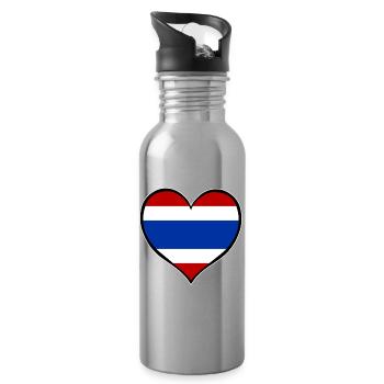 Drapeau du cœur de Thaïlande - Gourde avec paille intégrée - argent clair - Droite