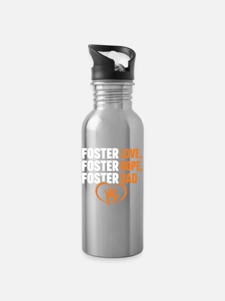 Pflegeliebe, Pflegehoffnung, Pflegevater - Trinkflasche mit integriertem Trinkhalm - Lightsilver
