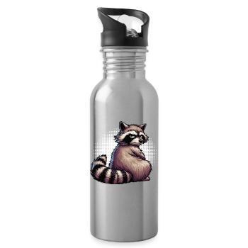 Waschbär Waschbären Waldtier lustiger Waschbär - Trinkflasche mit integriertem Trinkhalm - Lightsilver - Rechts