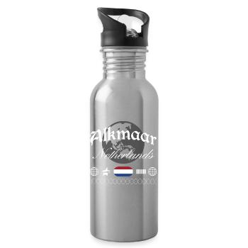 Souvenir de voyage streetwear Alkmaar Pays-Bas - Gourde avec paille intégrée - argent clair - Droite