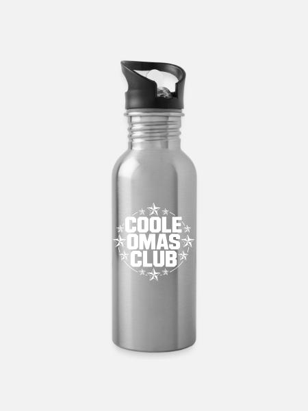 Coole Omas Club - Trinkflasche mit integriertem Trinkhalm - Lightsilver