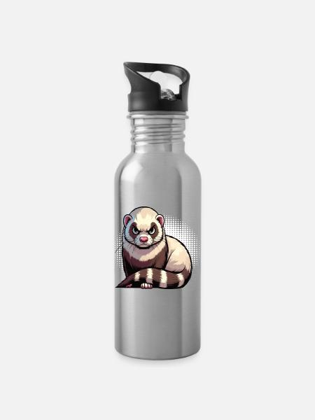 Frettchen Frettchenhalter Frettchenbesitzer - Trinkflasche mit integriertem Trinkhalm - Lightsilver
