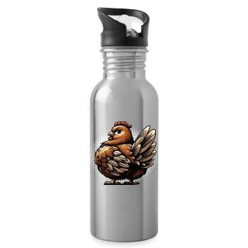 Chickens Chicken Chicken Lover Rooster Chicken Owner - Water bottle with straw - silver - Right
