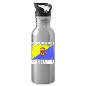 Inseltrip Gran Canaria - Trinkflasche mit integriertem Trinkhalm - Lightsilver - Rechts
