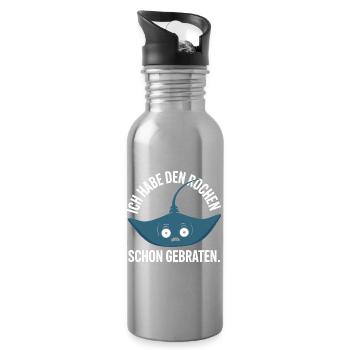 Rochen Schon Gebraten Stachelrochen Manta Rochen - Trinkflasche mit integriertem Trinkhalm - Lightsilver - Rechts
