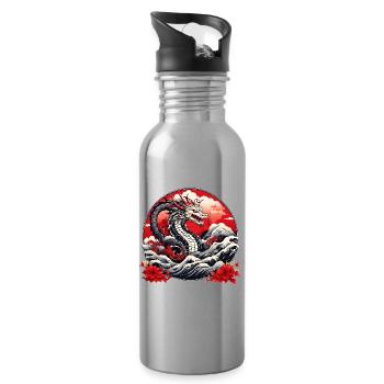 Japanischer Drachen - Trinkflasche mit integriertem Trinkhalm - Lightsilver - Rechts
