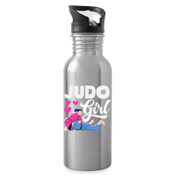 Judo Girl Girls Women Judoka Martial Arts - Water bottle with straw - silver - Right