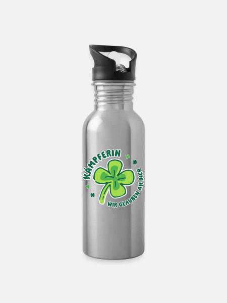 Kämpferin – Wir glauben an dich - Mutmacher - Trinkflasche mit integriertem Trinkhalm - Lightsilver
