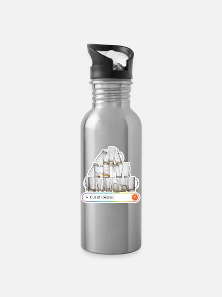 NOAI-Token - Trinkflasche mit integriertem Trinkhalm - Lightsilver