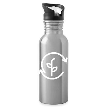 Sprout Circle Wachstumsemblem - Trinkflasche mit integriertem Trinkhalm - Lightsilver - Rechts