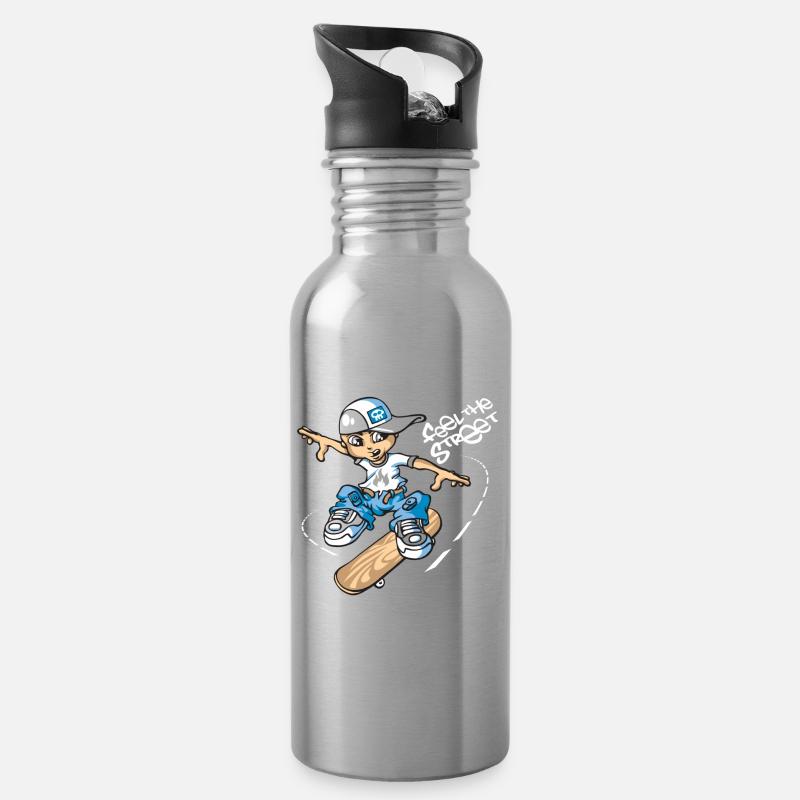 Skater boy - Trinkflasche mit integriertem Trinkhalm - Lightsilver