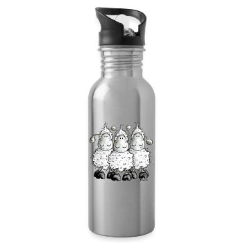 "Mc Wool" - sheep t-shirt design - Water bottle with straw - silver - Right
