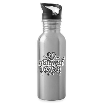 Natural Vegan für Veganer - Trinkflasche mit integriertem Trinkhalm - Lightsilver - Rechts