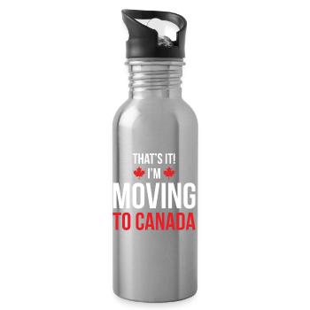 Moving to Canada - Water bottle with straw - silver - Right