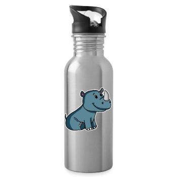 rhino - Water bottle with straw - silver - Right