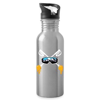 Ski- und Savoyer Fondue Mountain Skier Geschenk - Trinkflasche mit integriertem Trinkhalm - Lightsilver - Rechts