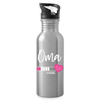 Oma Loading Herz Enkelin Mädchen Werdende Oma - Trinkflasche mit integriertem Trinkhalm - Lightsilver - Rechts