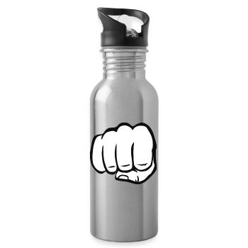Faust geballte Faust fist bump cool Logo Symbol - Trinkflasche mit integriertem Trinkhalm - Lightsilver - Rechts