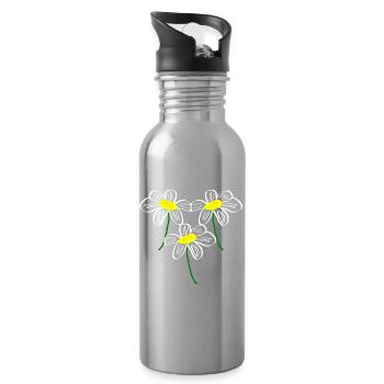 Blume weiß weiße Blume Blumen weiß weiße Blumen - Trinkflasche mit integriertem Trinkhalm - Lightsilver - Rechts
