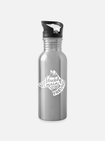 Mein Hund ist mein bester Freund Schäferhund - Trinkflasche mit integriertem Trinkhalm - Lightsilver