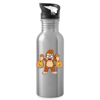 Affe Bandit Geldsack - Trinkflasche mit integriertem Trinkhalm - Lightsilver - Rechts