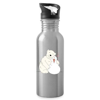 Beste Freunde - Trinkflasche mit integriertem Trinkhalm - Lightsilver - Rechts